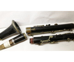 Régi grenadilla fából készült nagy méretű klarinét, Clarinete Buffet Crampon