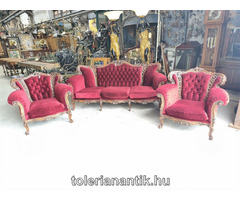 Neobarokk ülőgarnitúra bordó kárpittal