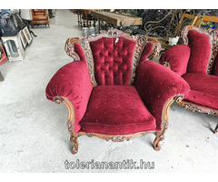 Neobarokk ülőgarnitúra bordó kárpittal