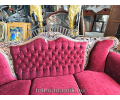 Neobarokk ülőgarnitúra bordó kárpittal