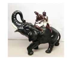 Afrikai elefánton utazó párocska, antik porcelán nipp szobor, egyedi ritkaság