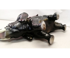 Afrikai elefánton utazó párocska, antik porcelán nipp szobor, egyedi ritkaság