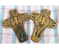 Art Deco bronz keresztelőfeszület korpusz páros Németországból