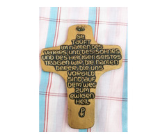 Art Deco bronz keresztelőfeszület korpusz páros Németországból