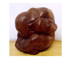 Keserűség. Indonéz népművészeti alkotás. Keményfa szobor