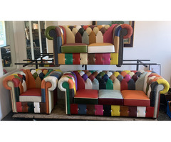 Chesterfield Patchwork bőr 3+2+1 ülőgarnitúra