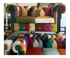 Chesterfield Patchwork bőr 3+2+1 ülőgarnitúra