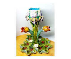 Tulipános majolika váza, egyedi különlegesség