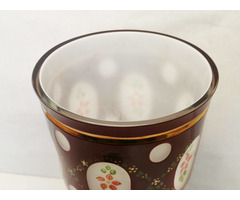 Kivételes szépségű metszett, virágmintás vastag talpas biedermeier pohár