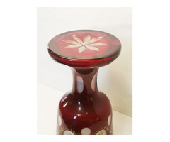 Kivételes szépségű metszett, virágmintás vastag talpas biedermeier pohár