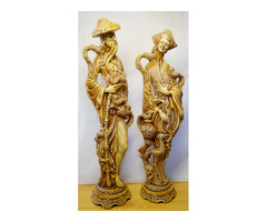 Néprajzi szobor páros. Japán gésa, vagy Kínai uralkodónő és testőre