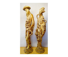 Néprajzi szobor páros. Japán gésa, vagy Kínai uralkodónő és testőre