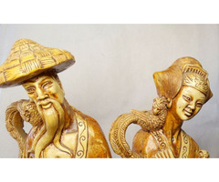 Néprajzi szobor páros. Japán gésa, vagy Kínai uralkodónő és testőre