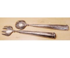 Antik etruszk mintázatú kanál, és villa páros, kézműves munka. Egyedi ritkaság