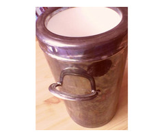 Retró parti kellék, palackos italos termosz, ón edény