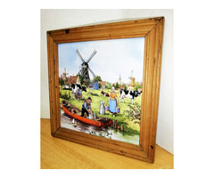 Retro XIX. századi témájú Keretezett csempekép, Ter Steege Holland művész alkotása