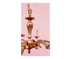 Antik bronz csillár. Nyolckarú gyertya égős tömör súlyos darab