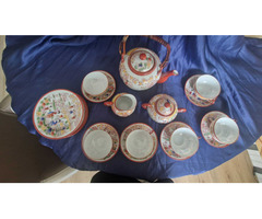 vintage  Kutani eierschaal  porcelán teáskészlet