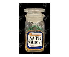 Üveg patikatégely „NATRL SALICYL” felirattal
